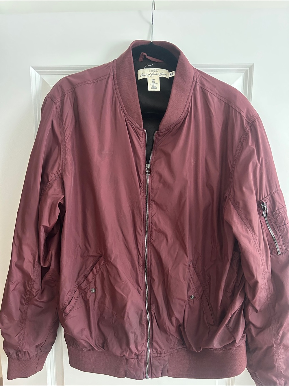 H&M Men's Maroon Bomber Jacket
